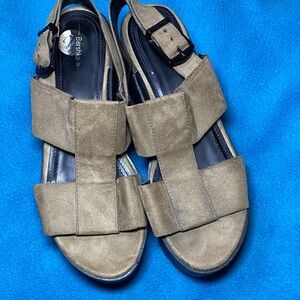 Bershka Taupe Suede Strap Slingback Sandals